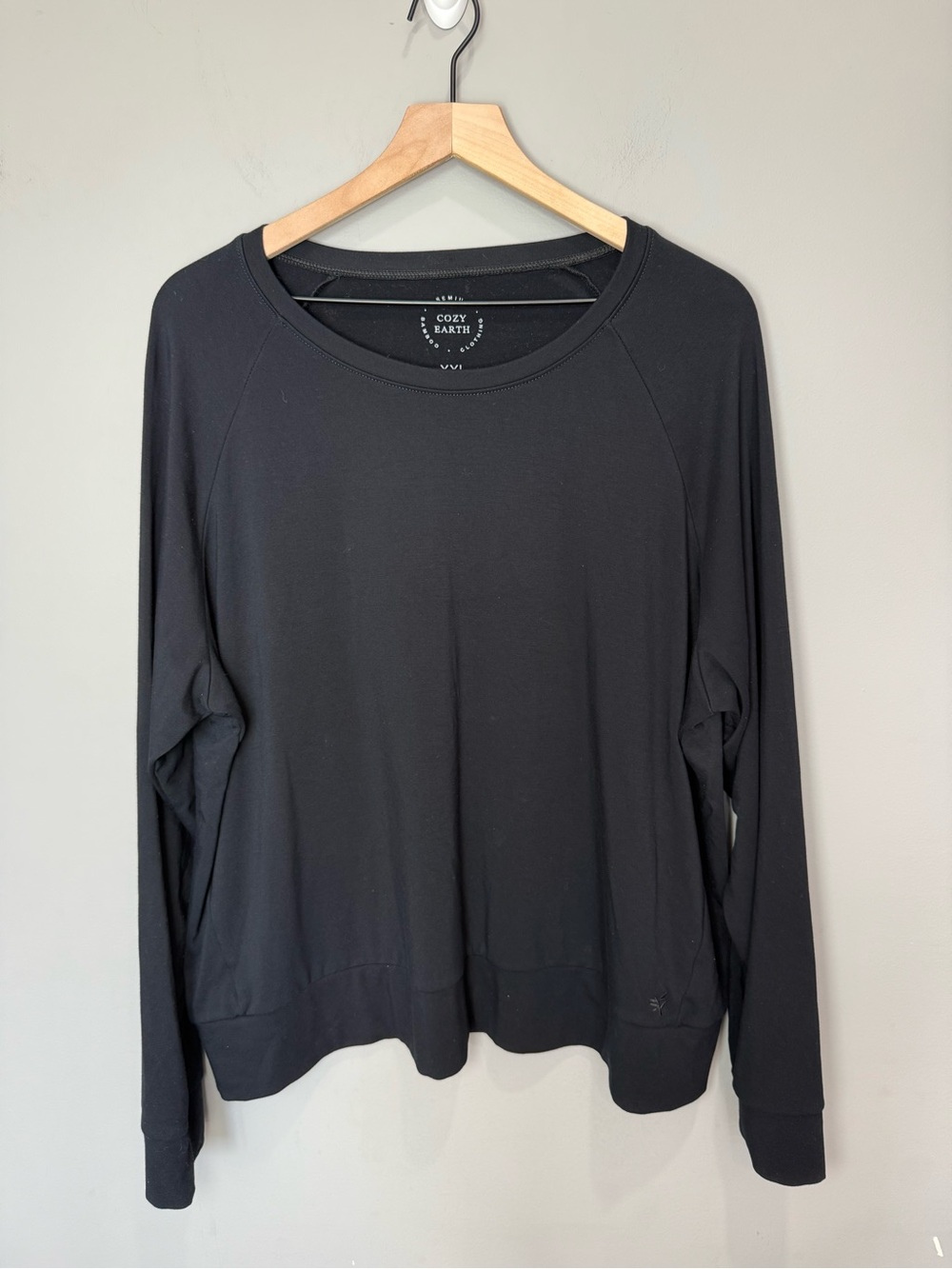 Cozy Earth Bamboo Pullover Sweatshirt Black XXL Soft Lounge Top